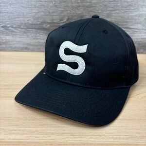 S Hat Cap Snapback Black White M/L Adustable Richardson Mens